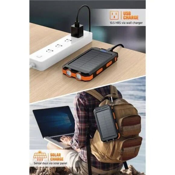 Solar-Charger-Power-Bank - 36800mAh Portable Charger, (Orange) - Picture 3 of 8